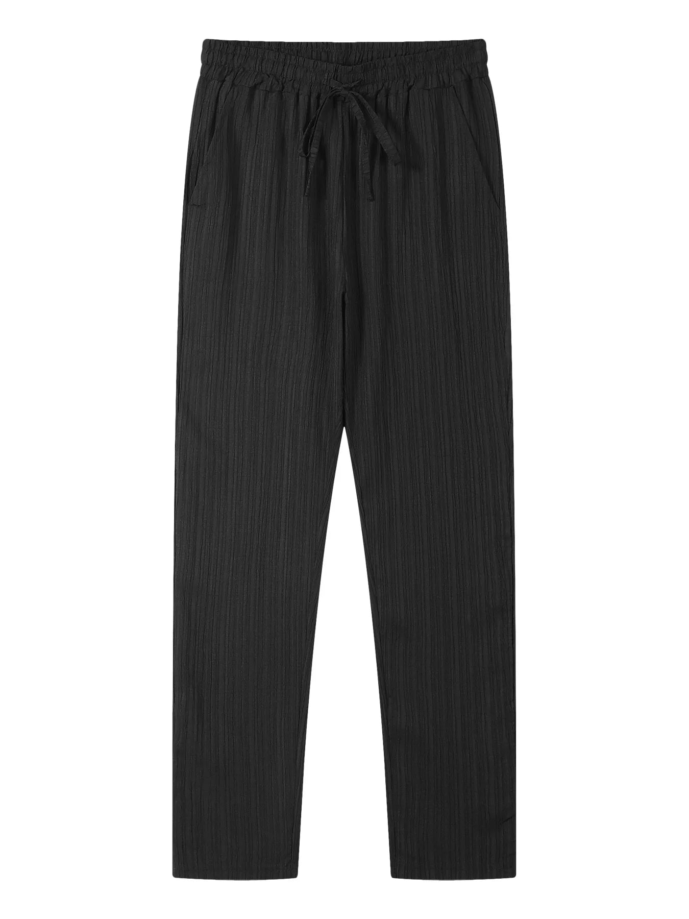 European and American men's shirt set solid color vertical strip lapel short-sleeved casual pants home daily beach set