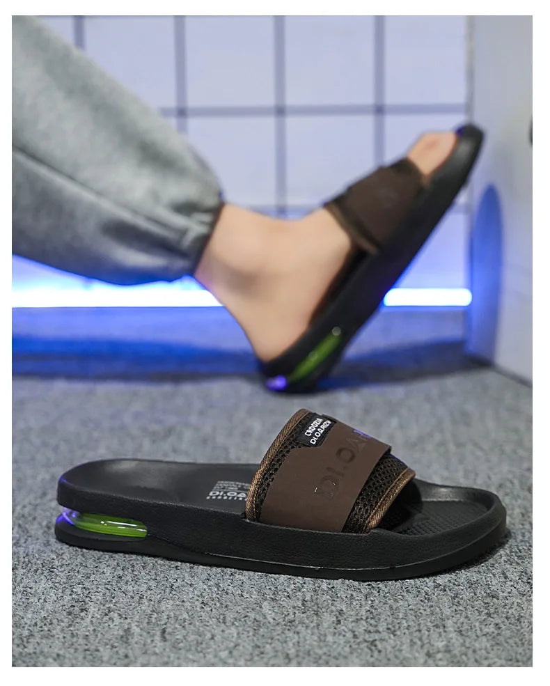 Summer Men's Mesh Surface Slippers EVA Platform Open Toe Slip on Sandals Home Non-slip Slides Outdoor Beach Sandal Shoes for Men