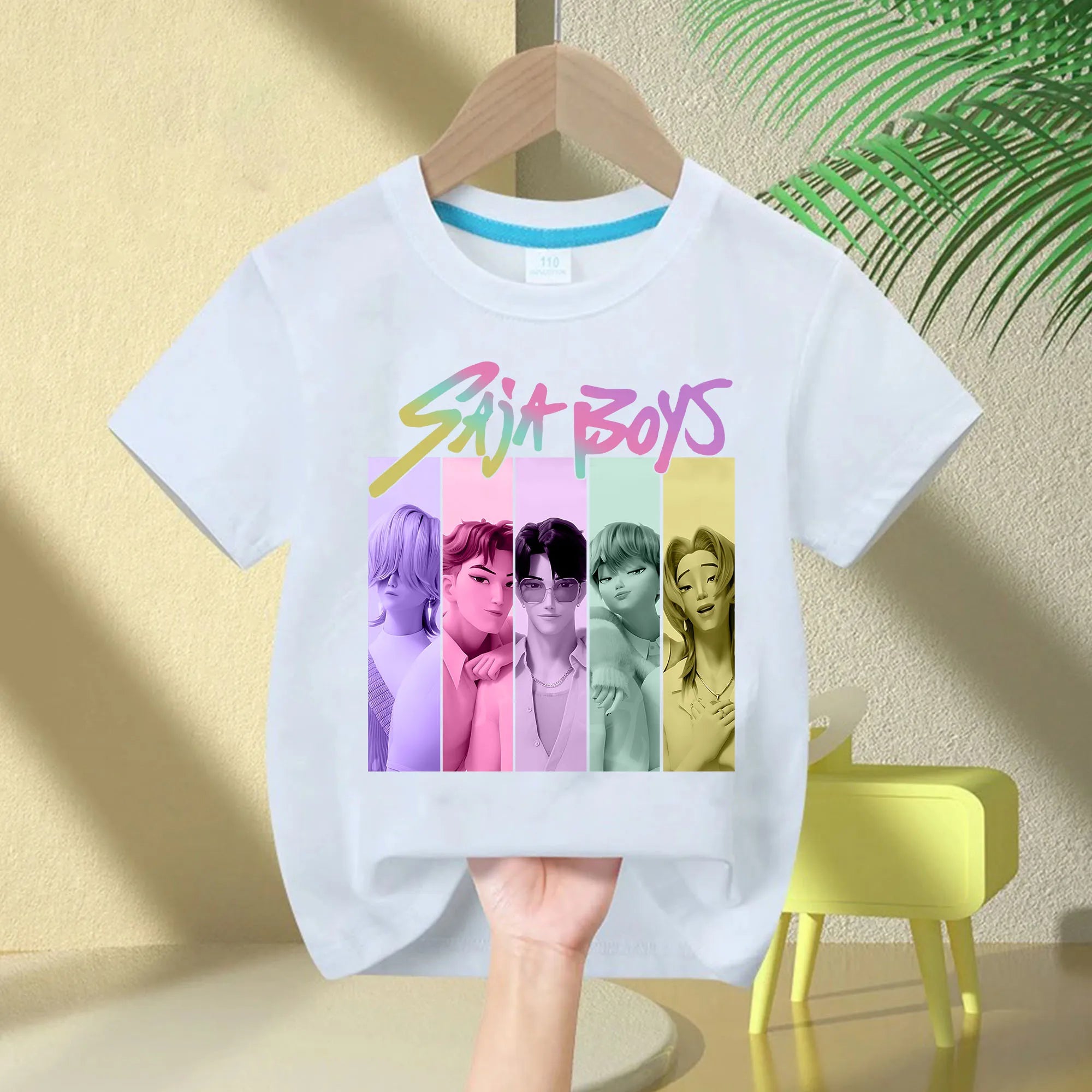 New 2025  KPop Demon Hunters Saja Boys Cartoon Boys T-shirt Round Neck Print Fashion Casual Top Children's T-shirt Kids Clothing