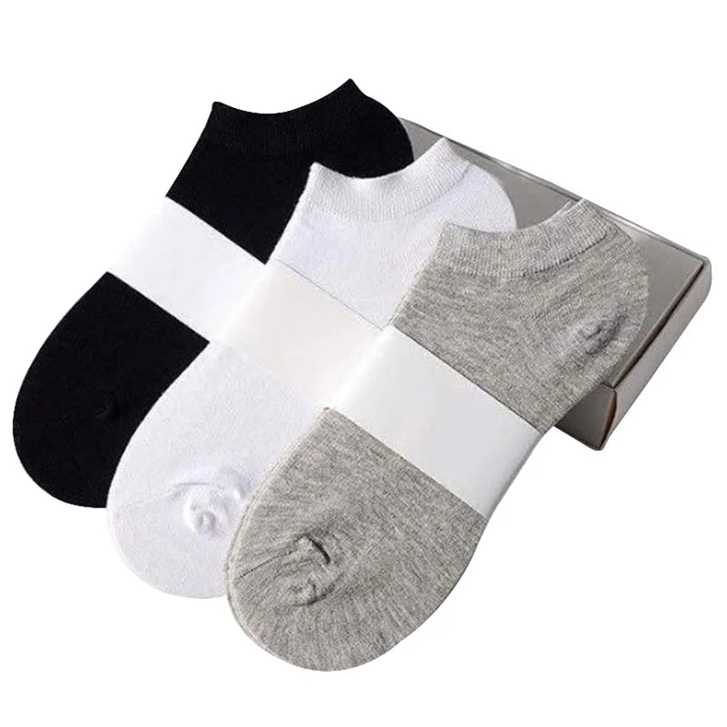10pcs=5 Pairs Low Cut Mens Socks Solid Color Black White Grey Breathable Cotton Sports Socks Female Male Short Ankle Socks Women