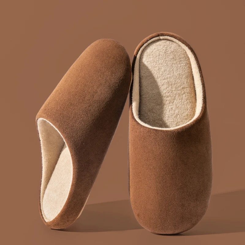 Men's Solid Color Slippers Autumn and Winter Thin Velvet Mute Soft Bottom Non-Slip Soft Comfortable Indoor Floor Home Shoes