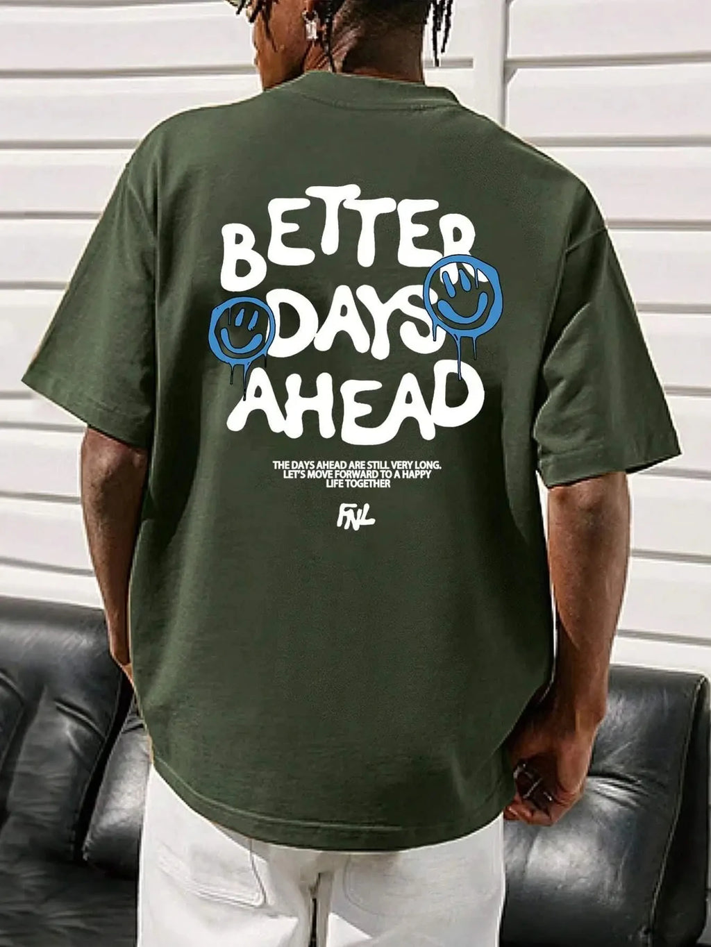 Better Days Ahead Letter Graphic Men Cotton T-Shirt O-Neck Casual Oversize T-Shirt Fashion Tee Clothes Summer Loose Tshirt