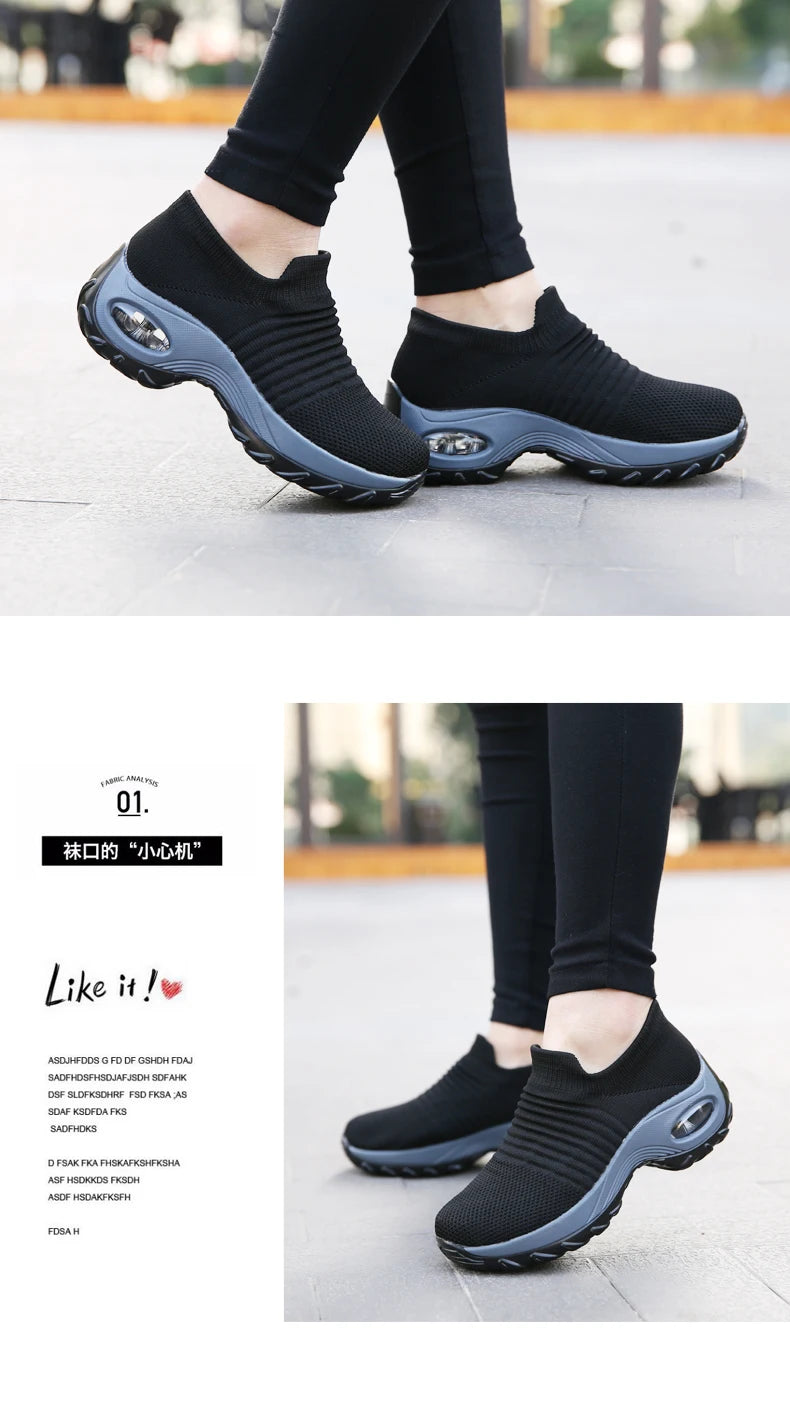 Fashion Women's Casual Sneakers Summer Comfort Mesh Running Shoes Breathable Cushion Black Sneakers for Women 2026 Student Shoes