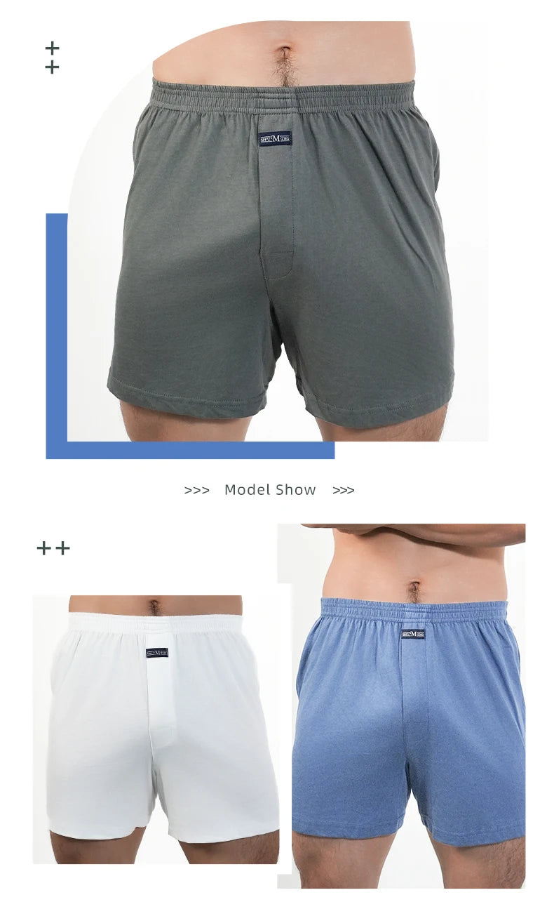 1PC Big Underpants Solid Pajama Bottoms At Home Plus Size Boxers Brief For Men High Waist Allo Pants Cotton Slacks Sleep Bottoms