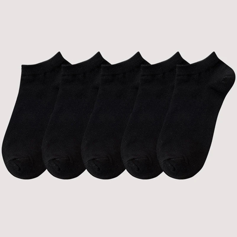 10pcs=5 Pairs Low Cut Mens Socks Solid Color Black White Grey Breathable Cotton Sports Socks Female Male Short Ankle Socks Women