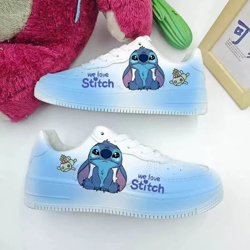 New Disney women cartoon Stitch cute White  Casual shoes soft sports shoes for girlfriend lady gift EU size 35-44
