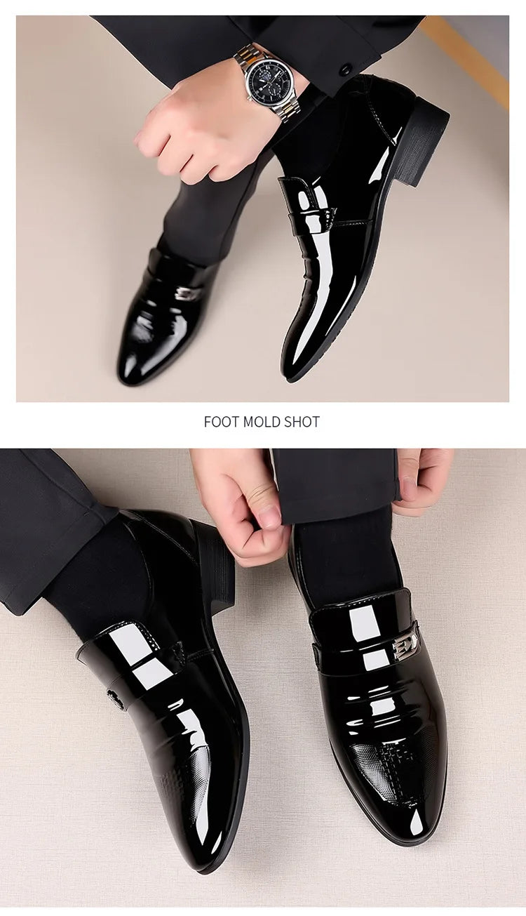 2025 New Men's Leather Shoes Fashion Business Mens Formal Shoe Plus Size Slip on Wedding Shoes Pointed Toe Summer Shoes for Men