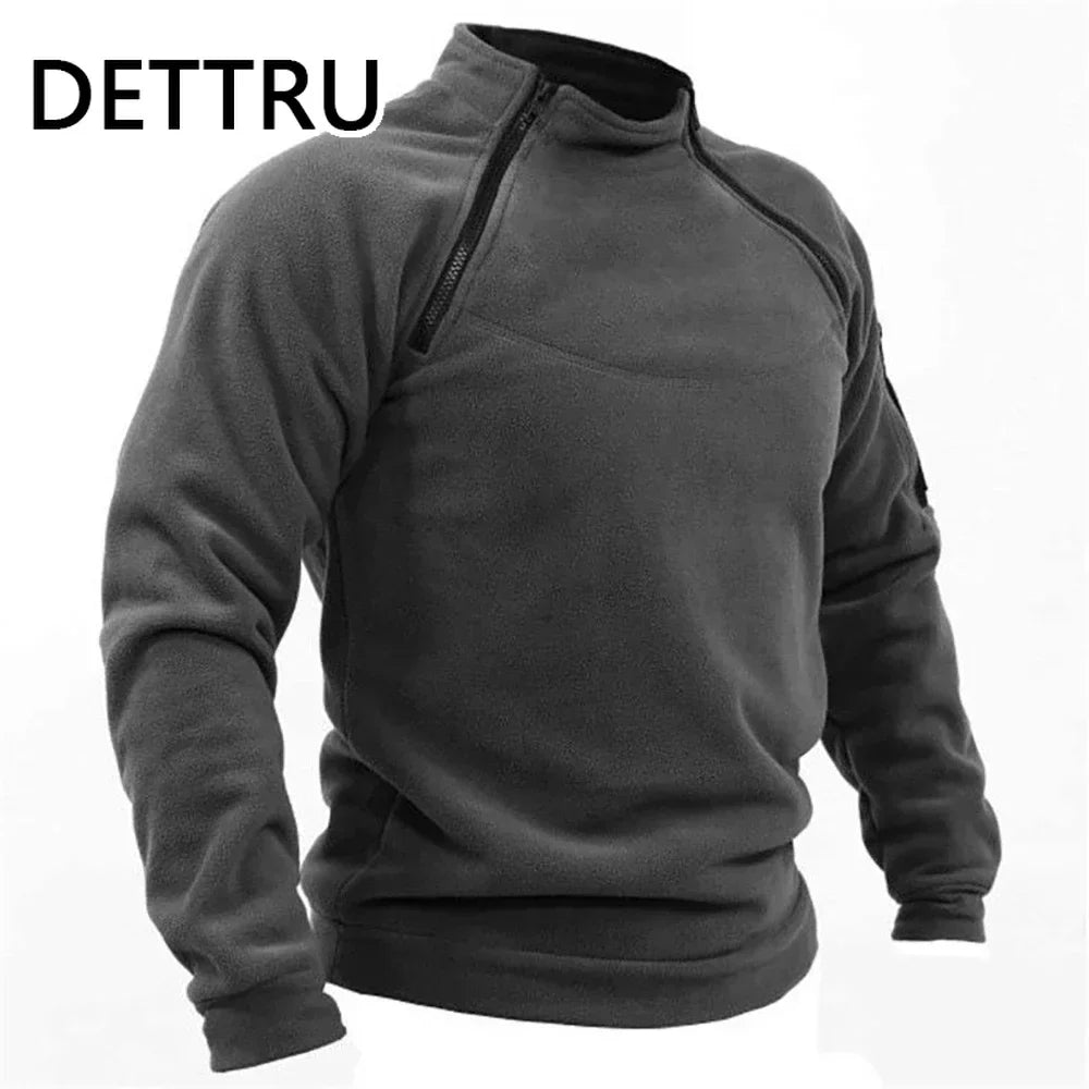Outdoor Men's TacticalFleece Jacket Clothes Warm Zippers Pullover Men Windproof Coat Thermal Hiking Sweatshirt