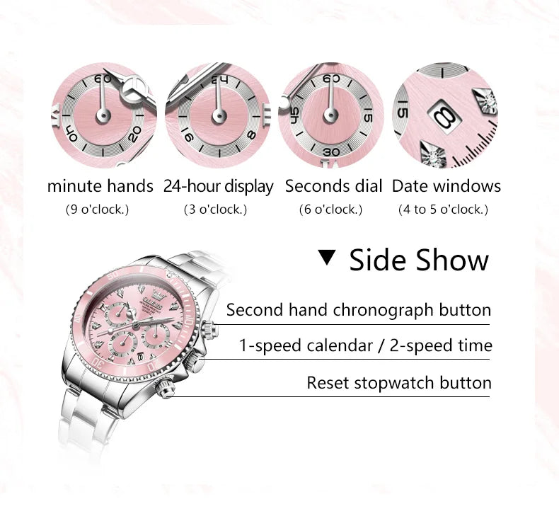 Luxury Women Watch Original Quartz Watch Multi functional HD Date Waterproof Luminous Chronograph Women Gift Watch