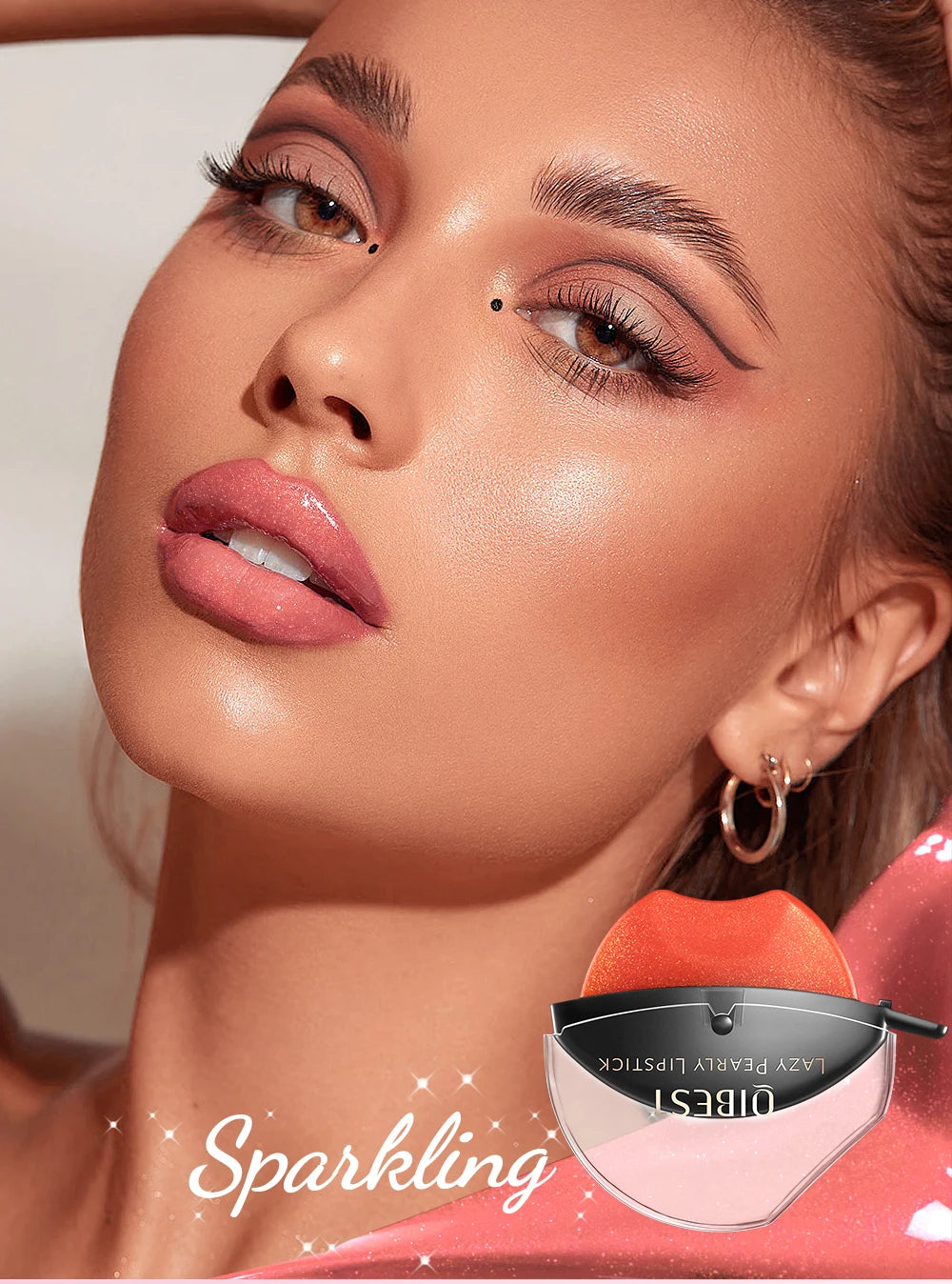 Lip-shaped lipstick seal Sip into makeup lazy blush lipstick Matte makeup effect Moisturizing lip gloss Waterproof non-stick cup