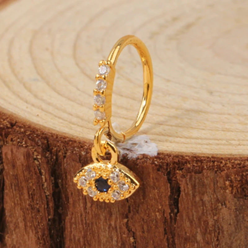 Gold Plated Pendant Nose Ring Hoop for Women Crystal Nose Hoop Protection Jewelry Nose Piercing Cartilage Earring Piercing