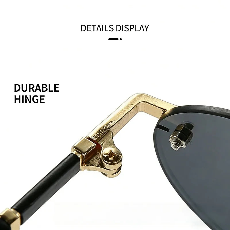 Popular Fashion Women Men Shades Oval Sun Glasses for Female Male Traveling Rimless Sunglasses Lentes De Sol Hombre Óculos