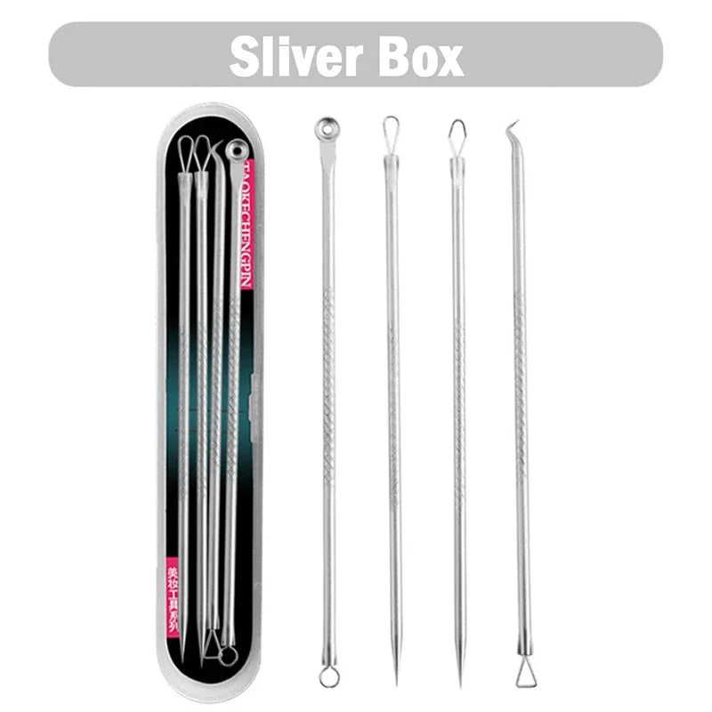 4Pcs Blackhead Removal Needles Black Dots Cleaner Stainless Steel Spot Extractor Acne Treatment Needle Face Clean Care Tool