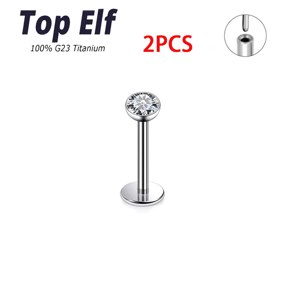 Wholesale 2/10pcs G23 ASTM F136 Titanium Top Exquisite Zircon Insertion Earrings Nose Nails Lip Nails Body Piercing Jewelry