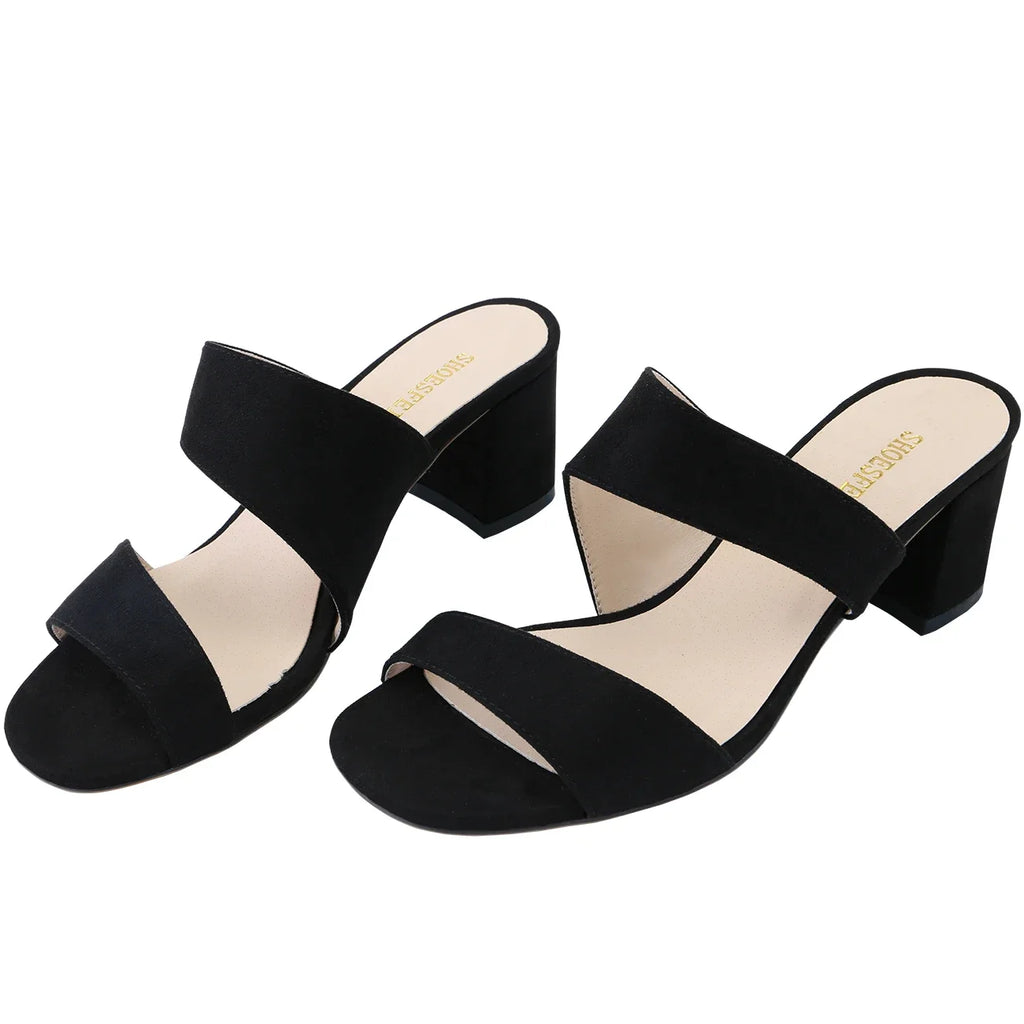 Women Low Chunky Sandals Fashion Sexy Comfort Open Toe 5cm Thick Heel Ship on High Heels Party Dress Girl Slipper Wedding Shoes