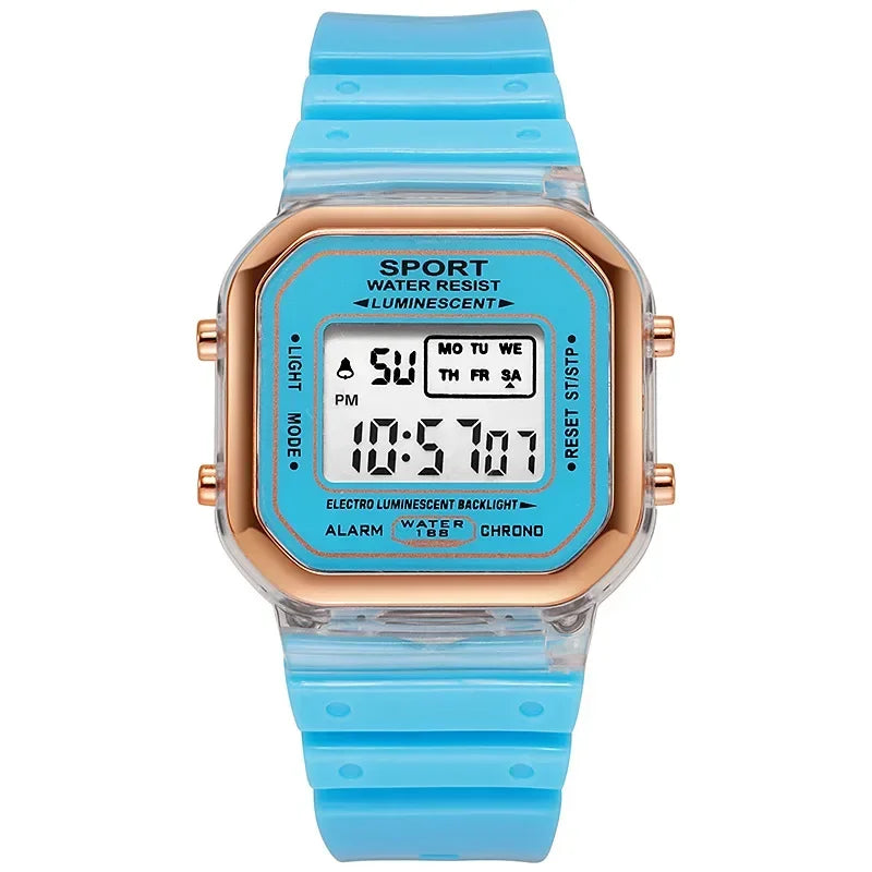 Fashion Brand Student Transparent Electronic Watch Candy Multicolor LED Ladies Sports Waterproof Wristwatch Clock Gift relógio