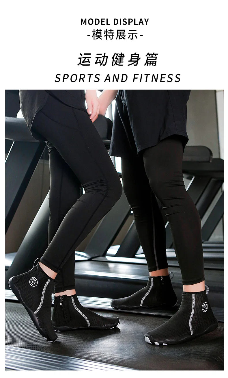 High Ankle Unisex Gym Footwaer Couples Vacation Beach Game Aqua Shoes Women Indoor Yoga Shoes Men Squat Fitness Shoes 35-46#