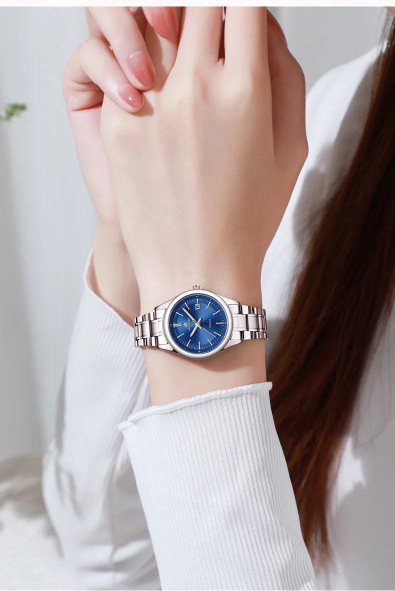 ERNIE KLEIN Women’s Watch Luxury Gold Watch OriginalDate Week Stainless Steel Waterproof Luminous Elegant Dress Ladies' Watches