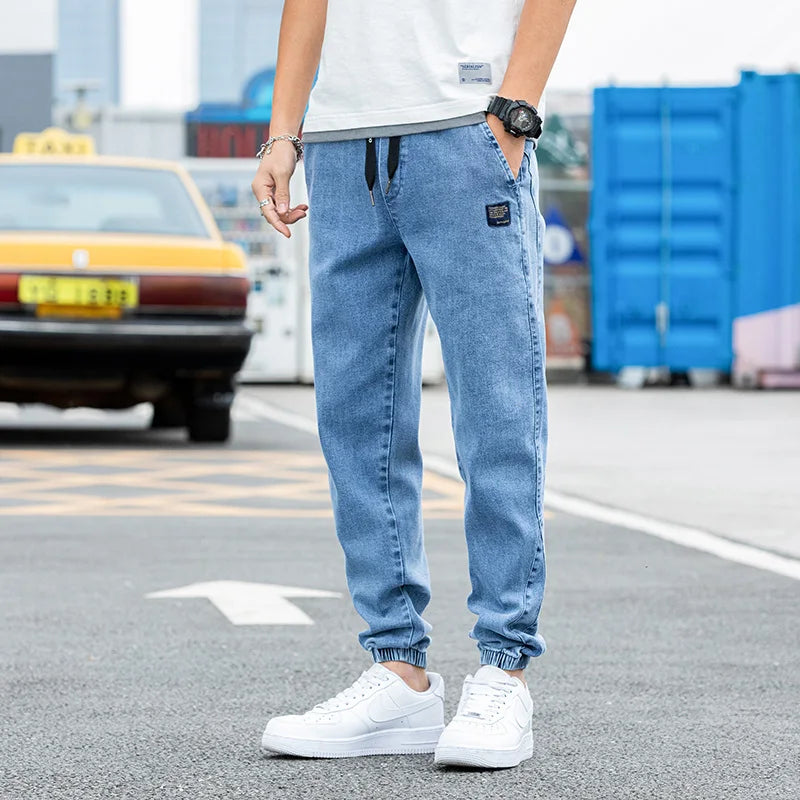 New Big Size 8XL Men's Jogger Jeans Streetwear Black Blue Casual Denim Cargo Pants Stretch Cotton Taper Jeans Baggy Trousers