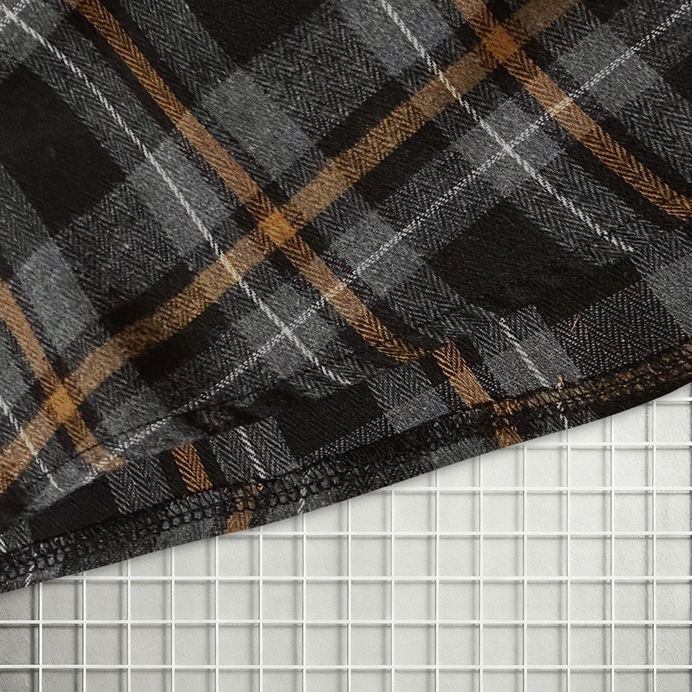 Men's Spring Autumn Plaid Button Down Shirt Long Sleeve Casual Open Front Cardigan Fashion Loose Fit Top