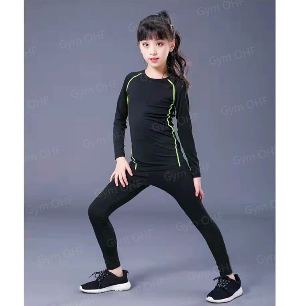 Kids Gym Trousers Brand Black Tights Girl Sport Leggings For Boys Pants Fitness Running Quick Dry Children Yoga Training Bottoms