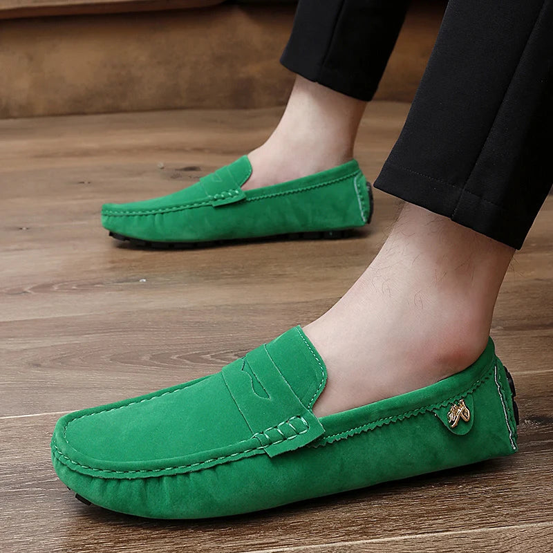 Suede Leather Penny Peas Loafers Men Women Boys Driving Shoes Big Size 35-48 Moccasins Slip on Flats Designer Mens Loafers Pink