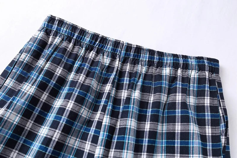 100% Cotton Mens Underwear Boxers Shorts Male Casual Sleepwear Underpants Plaid Loose Comfortable Homewear Sleeping Short Pants