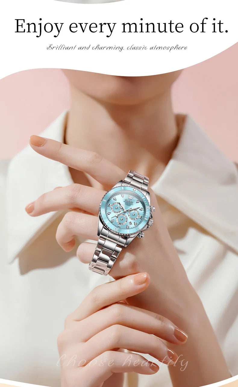 Luxury Women Watch Original Quartz Watch Multi functional HD Date Waterproof Luminous Chronograph Women Gift Watch