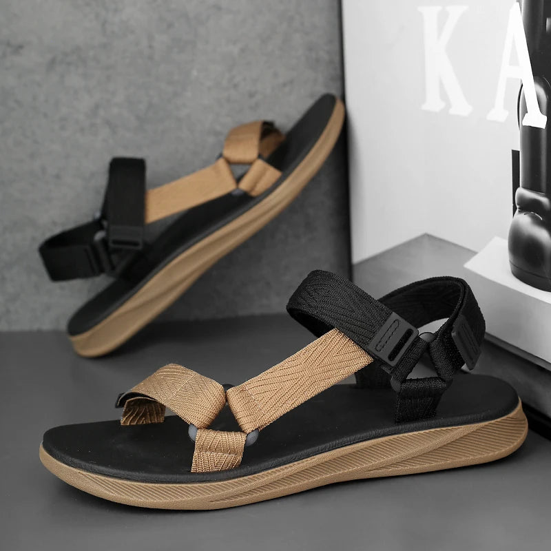 Summer Men's Sandals Outdoor Wadable Man Support Yoga Mat Gladiator Open Beach Slippers Antiskid Durable Flat Men Shoe Size40-45