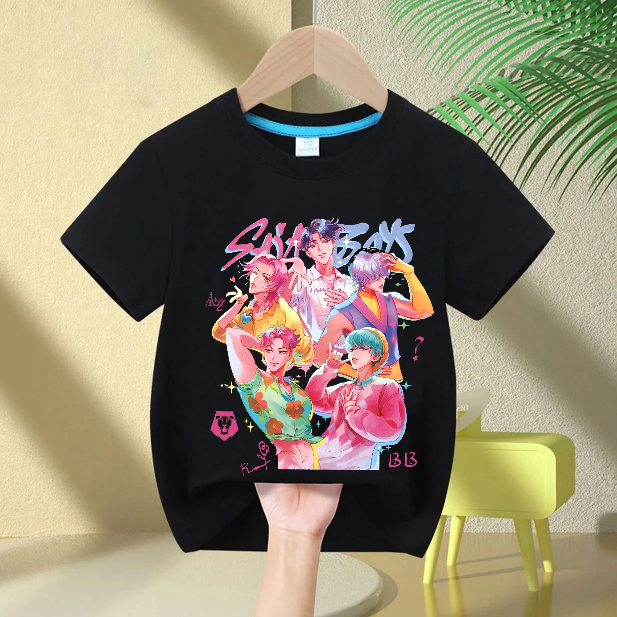 New 2025  KPop Demon Hunters Saja Boys Cartoon Boys T-shirt Round Neck Print Fashion Casual Top Children's T-shirt Kids Clothing