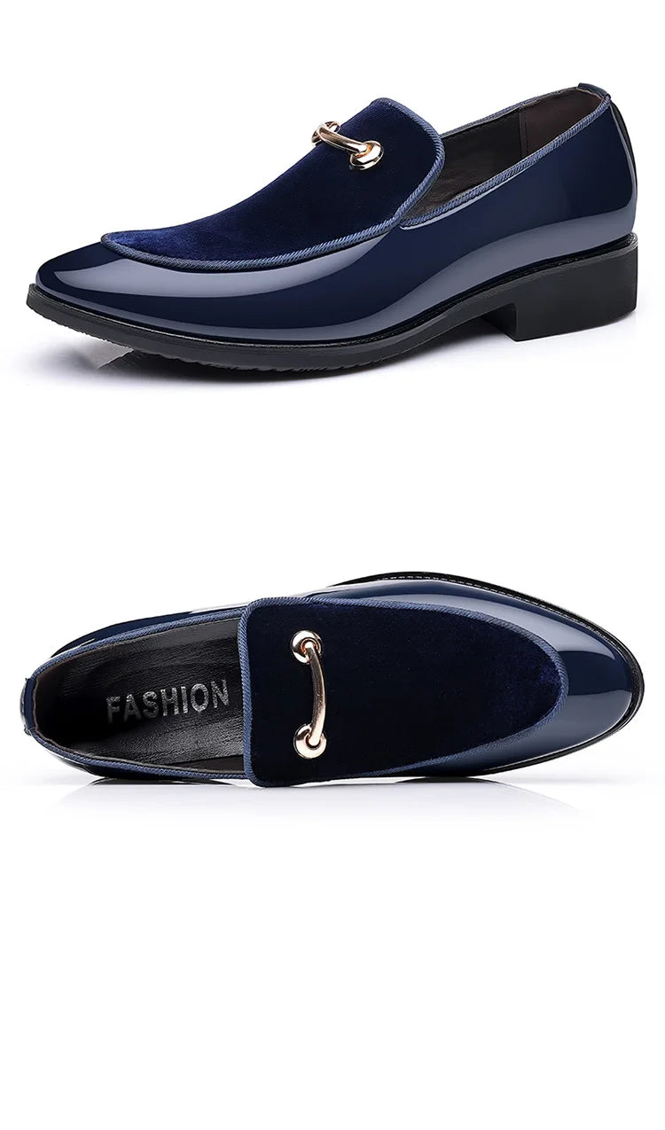 Italian Men's Dress Shoes British Suede Patent Leather Casual Shoes Korean Trendy Loafers 2024 Male Wedding Party Shoes for Men