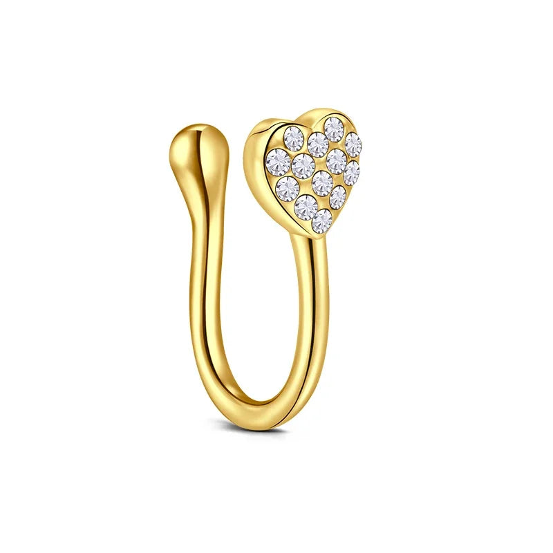 1Pcs Stainless Steel Nose Ring Hoop C Shape Septum Rings Non Piercing Ear Clip Earring Fake Nose RingsWomen Piercing Jewelry