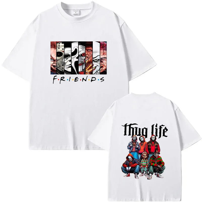 Friends T-Shirt Best Stephen King Horror Characters Printed Cartoon Men Women Fashion Tops Oversized Tee Halloween Clothes