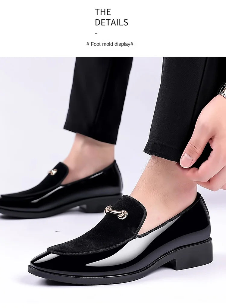 Italian Men's Dress Shoes British Suede Patent Leather Casual Shoes Korean Trendy Loafers 2024 Male Wedding Party Shoes for Men