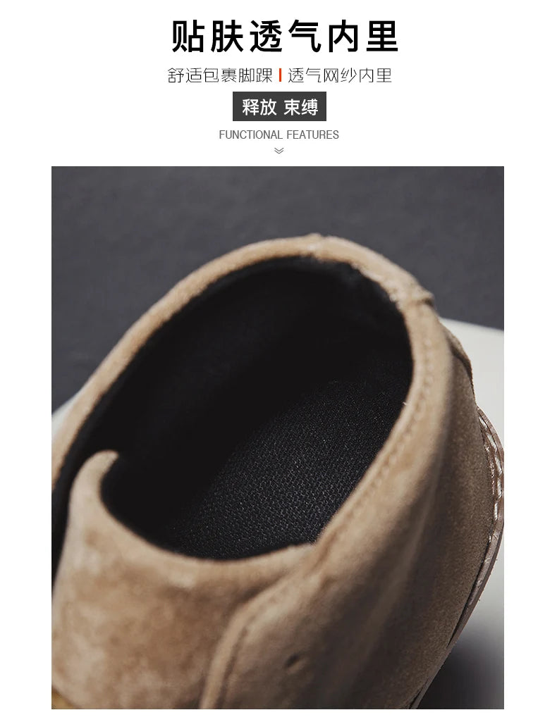 British Style Brown Men's Chelsea Boots Retro Lace Up Suede Boots Men Pointed-toe Leather Casual Ankle Boots Men botas masculino