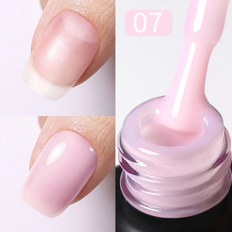 BORN PRETTY 15ml Milky Pink Rubber Base Gel Nail Polish Glitter Semi-Permanent Varnish Soak Off Self Leveling UV LED Polish