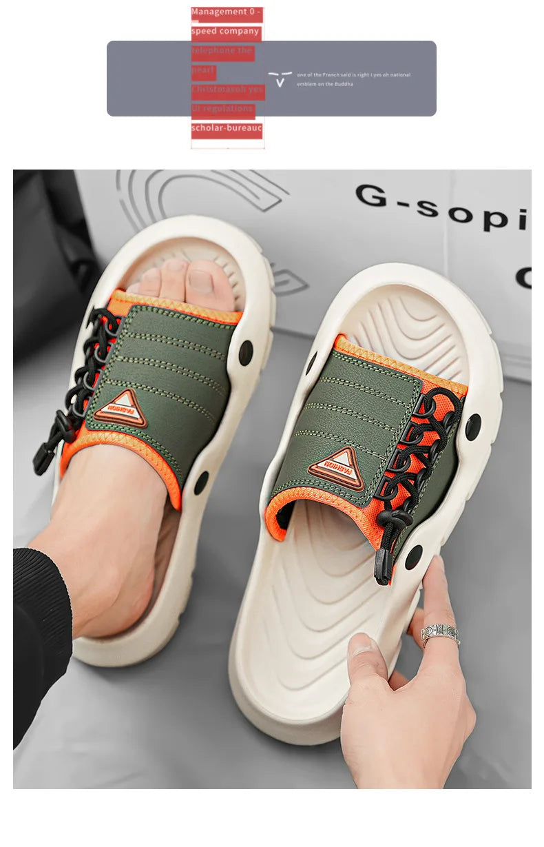 New Men's EVA Platform Massage Slippers Home Mute Anti-slip Slides Outdoor Beach Casual Sandal Shoes for Men Sandalias De Hombre