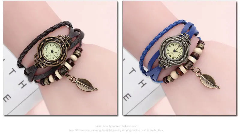 High Quality Women Genuine Leather Vintage Quartz Dress Watch Bracelet Wristwatches Watch Women Luxury Watch