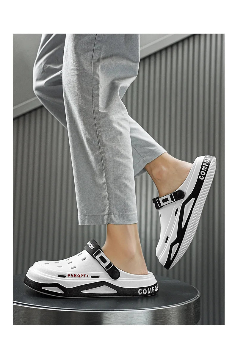 Summer Men Sandals Light EVA Men's Casual Shoes Platform Hole Shoes Clogs Men Home Garden Outdoor Male Beach Slippers Big Size