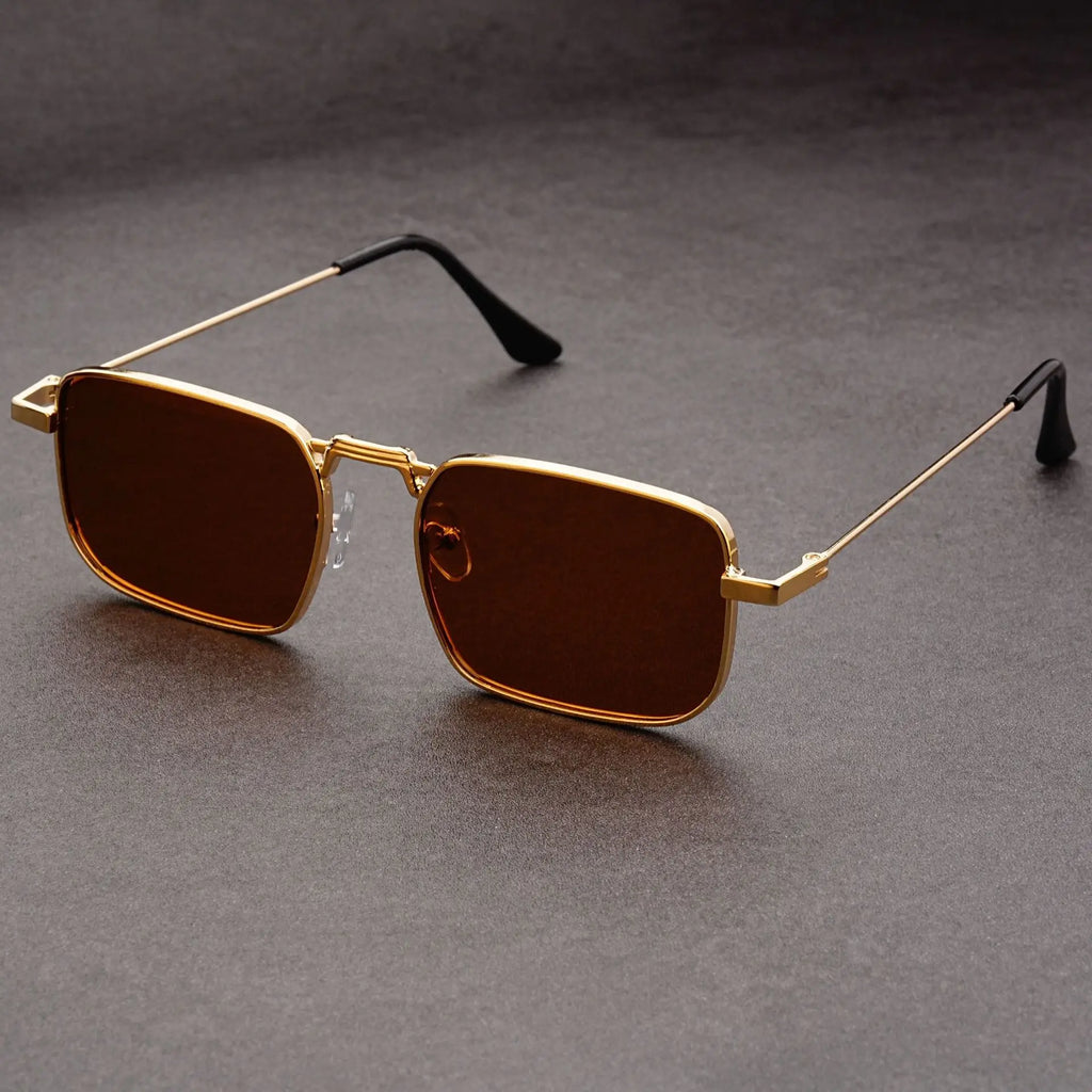 Fashion Rectangle Sunglasses Men Women Vintage Square Driving Sun Glasses Luxury Brand Metal Frame Eyewear Lentes De Sol Hombre