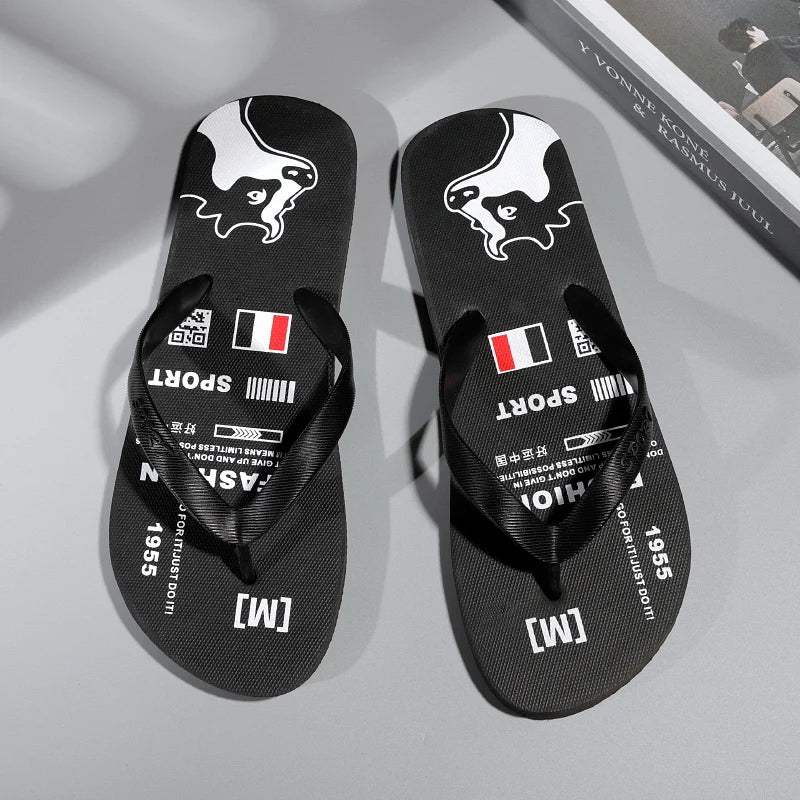 Flip Flops men's summer non-slip sandals men's foot clamp trend rubber abrasion resistant outer wear beach shoes slippers men