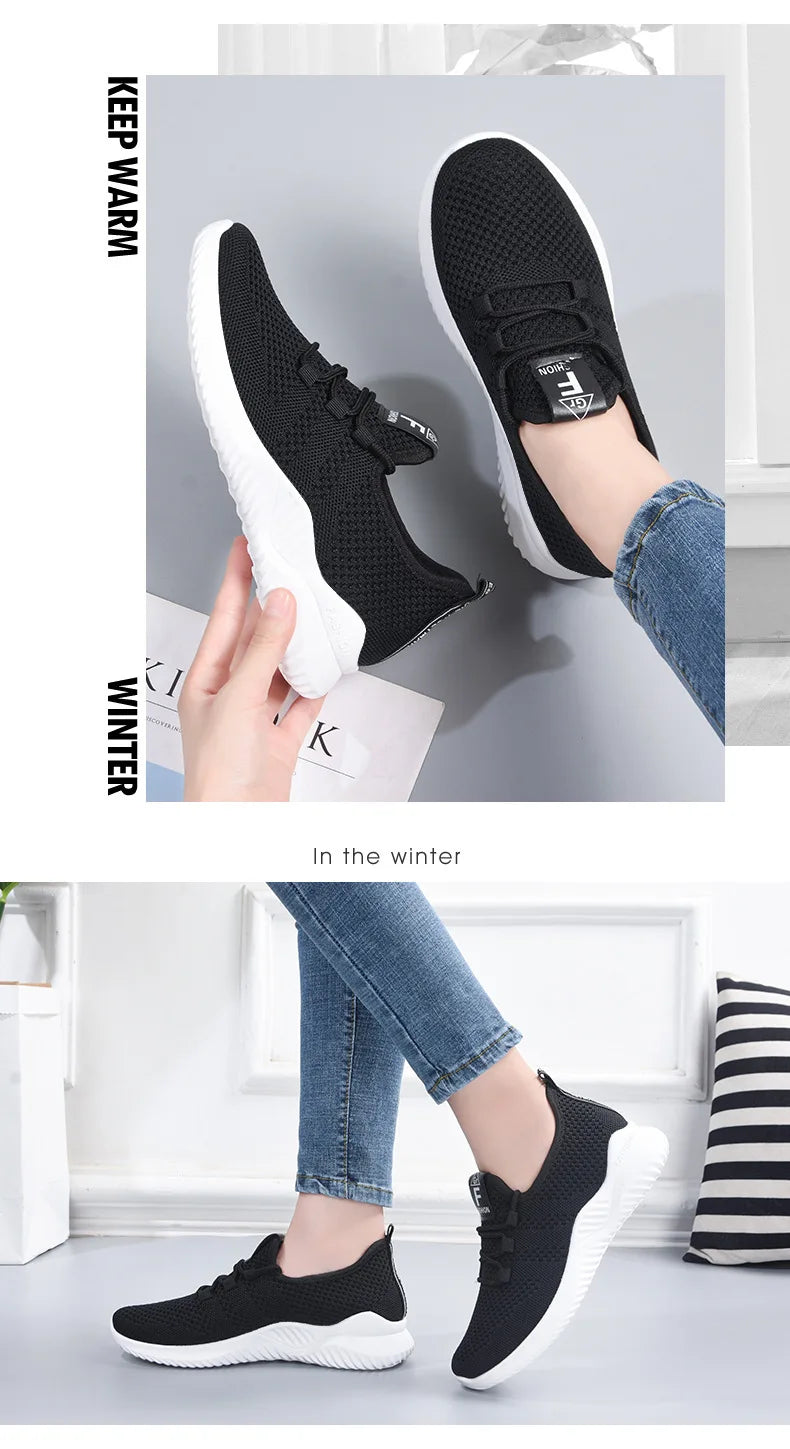 Comfortable Women's Casual Sneakers Summer Breathable Flat Shoes Fashion Women Sneakers Versatile Lace-Up Running Shoes 2025 New