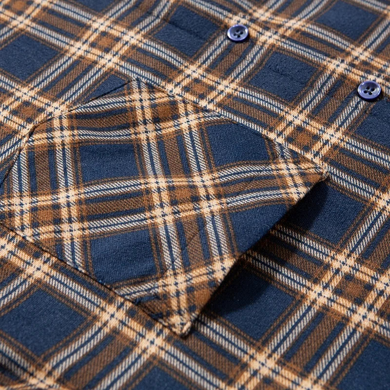 Men's Fleece Lined Thickened Long Sleeve Shirt Pocket Shirt