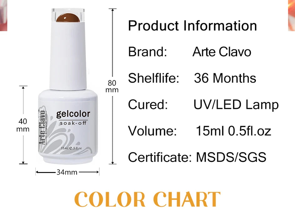 Arte Clavo 15ml Rose Red Pink Color Gel Nail Polish Autumn Winter Hot Sale Long Lasting Soak Off For Manicure Nail Art Gel