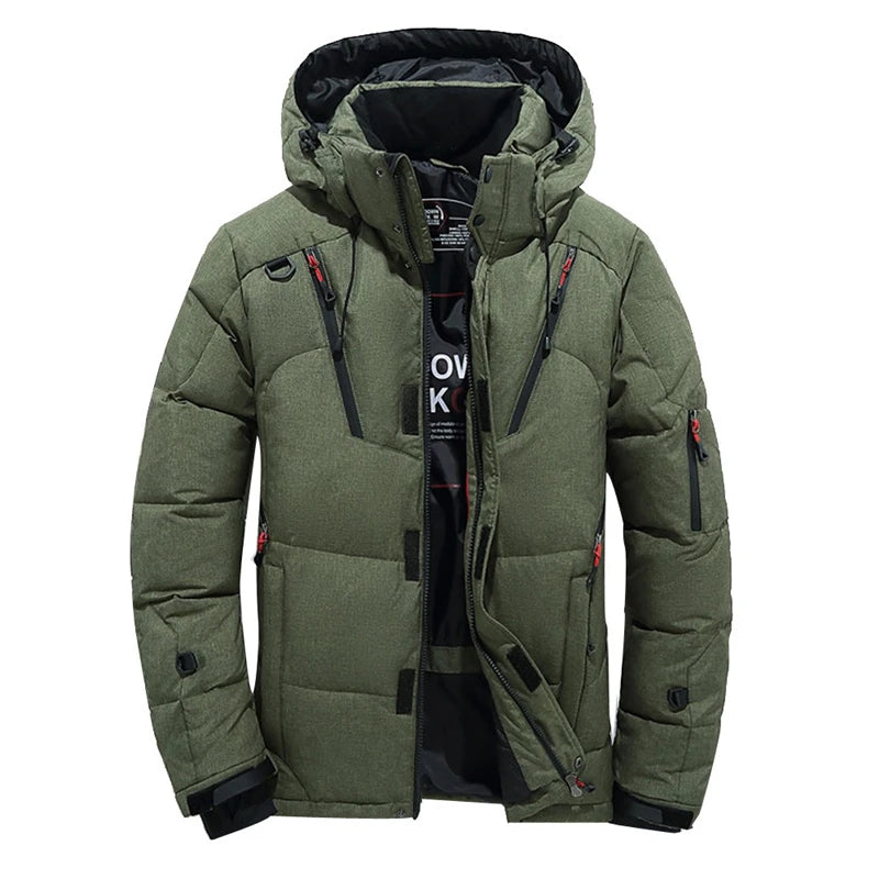 -20 Degree Down Jacket Male Winter Parkas Men White Duck Down Jacket Hooded Outdoor Thick Warm Padded Snow Coat Oversize M-4XL