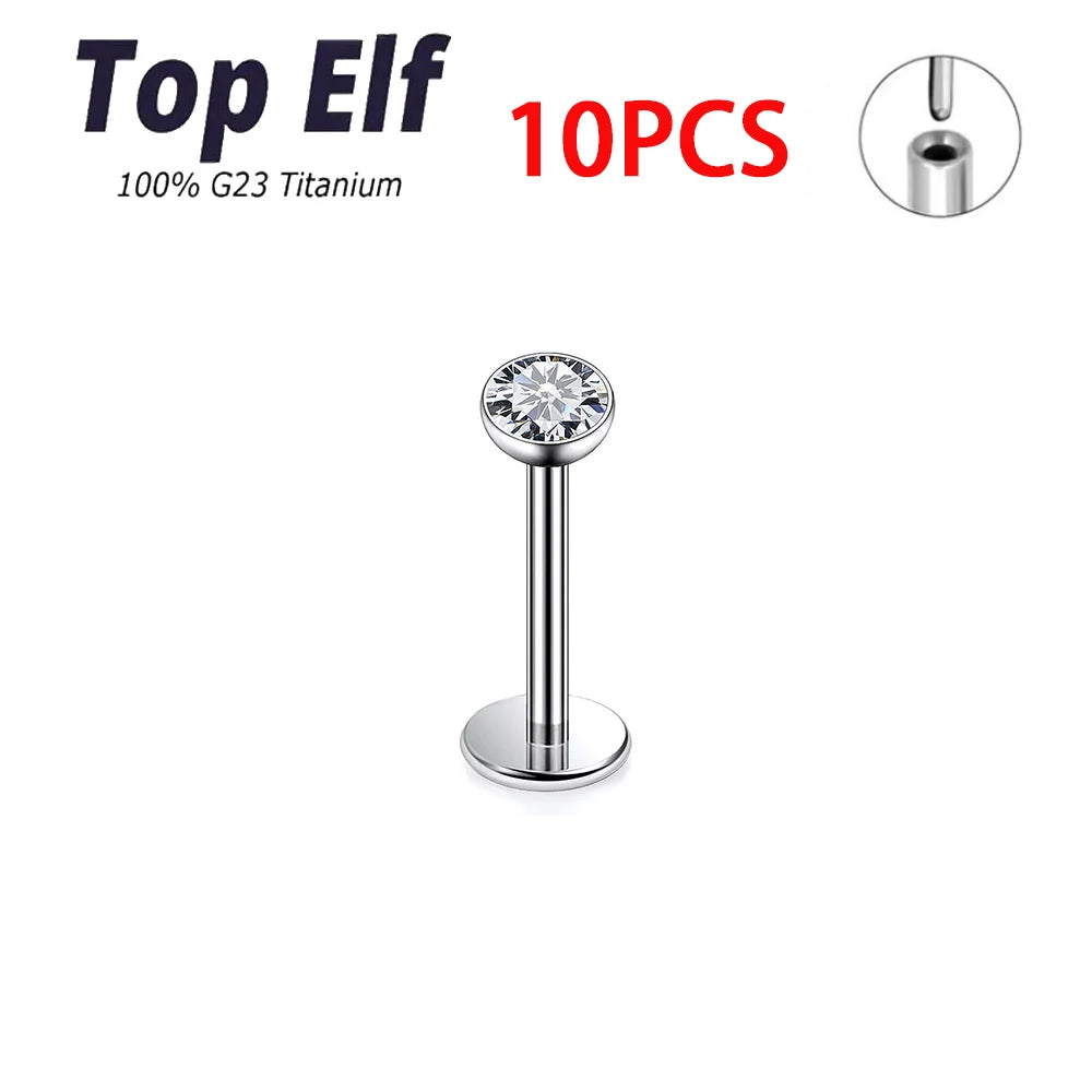 Wholesale 2/10pcs G23 ASTM F136 Titanium Top Exquisite Zircon Insertion Earrings Nose Nails Lip Nails Body Piercing Jewelry