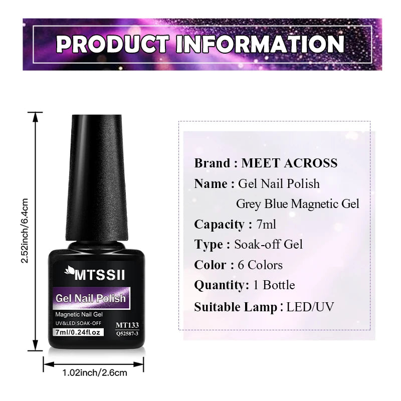 7ml Moonlight Magnetic Cat Eye Gel Nail Polish Grey Blue Red Black Autumn and Winter Nails Ultra Shine Soak Off UV Gel Nail Art