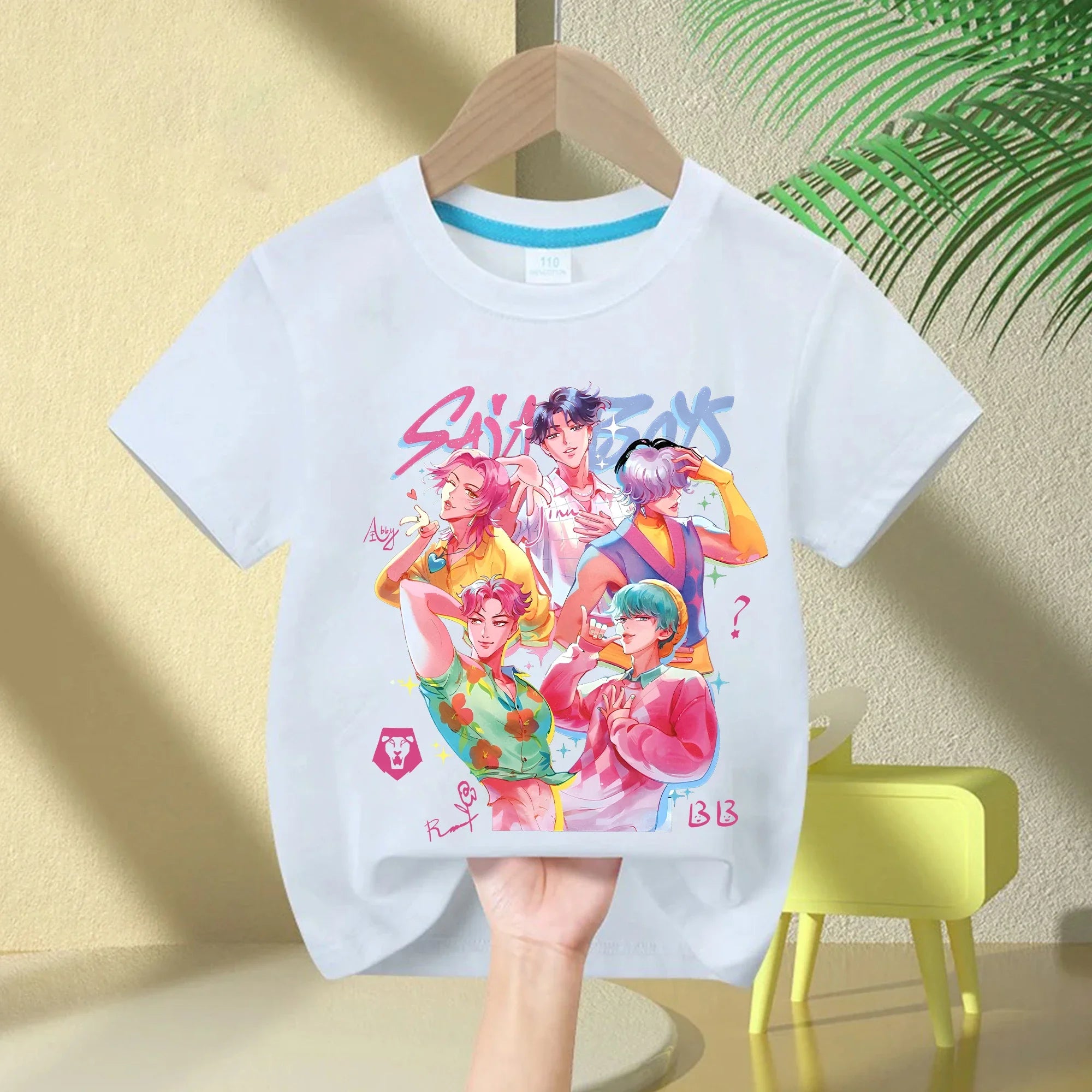 New 2025  KPop Demon Hunters Saja Boys Cartoon Boys T-shirt Round Neck Print Fashion Casual Top Children's T-shirt Kids Clothing