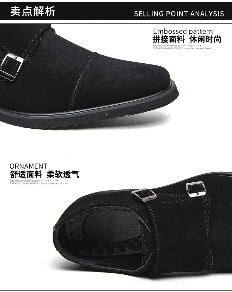 High Quality Leather Shoes for Man Fashion Belt Buckle Suede Casual Men Shoes Designer Busines Men Dress Shoes Zapatillas Hombre