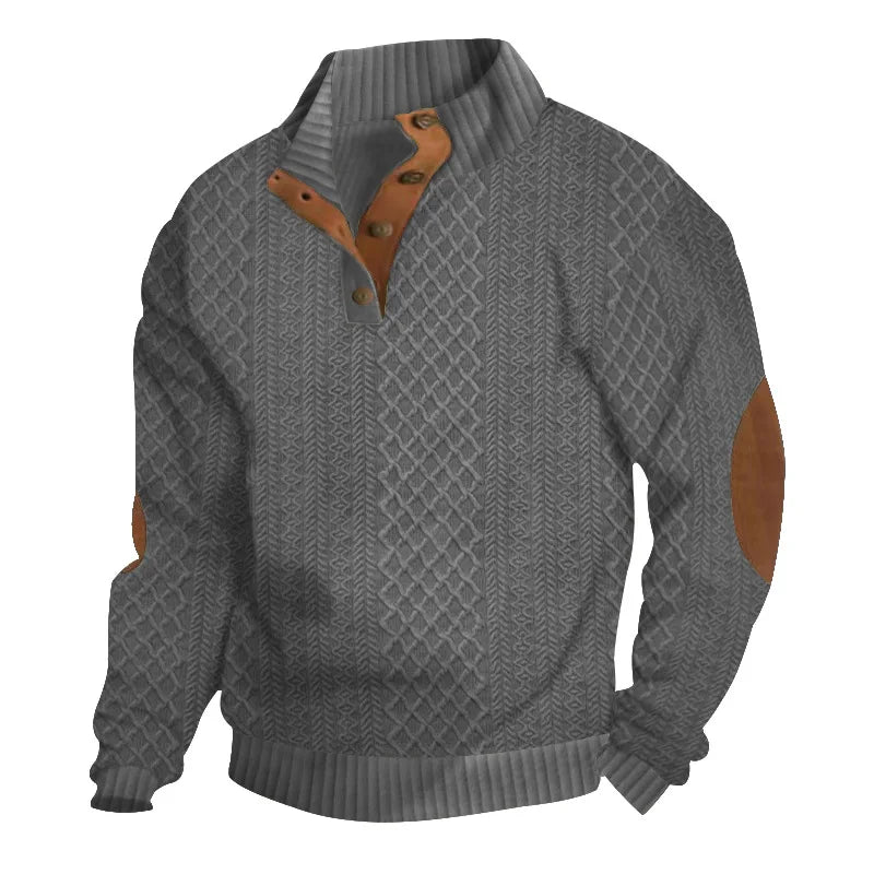 2024 cross-border hot-selling autumn and winter men's casual stand-up collar long-sleeved jacquard knitted pullover sweater